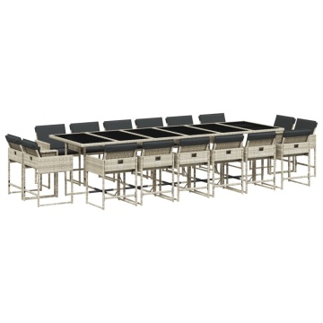 Set mobilier de grădină cu perne 17 piese gri deschis poliratan - Img 2