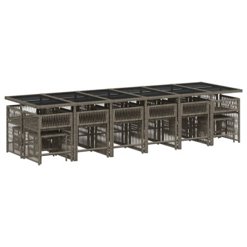 Set mobilier de grădină cu perne, 17 piese, gri, poliratan - Img 3