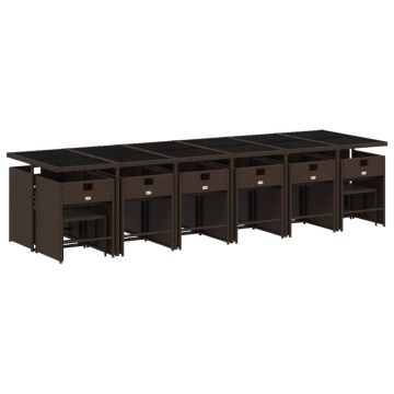 Set mobilier de grădină cu perne, 17 piese, maro, poliratan - Img 3