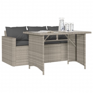 Set mobilier de grădină cu perne 2 piese gri deschis poliratan - Img 3