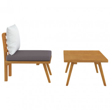 Set mobilier de grădină cu perne, 2 piese, lemn masiv de acacia - Img 4