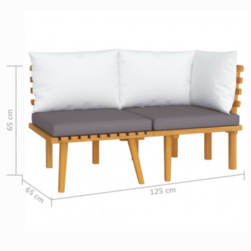 Set mobilier de grădină cu perne, 2 piese, lemn masiv de acacia - Img 6