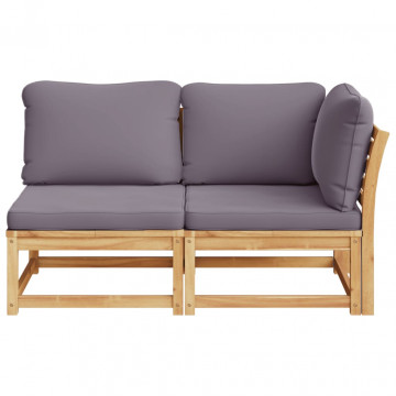 Set mobilier de grădină cu perne, 2 piese, lemn masiv de acacia - Img 3