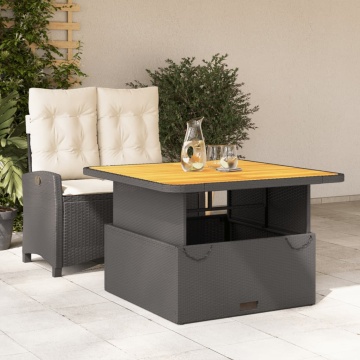 Set mobilier de grădină cu perne, 2 piese, negru, poliratan - Img 1