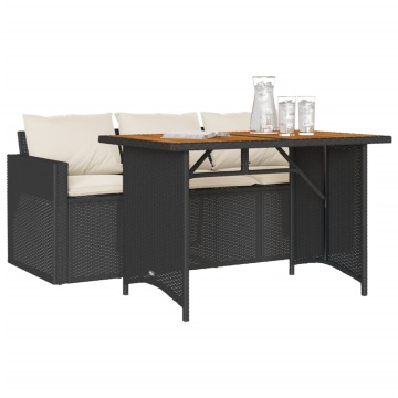 Set mobilier de grădină cu perne, 2 piese, negru, poliratan - Img 3