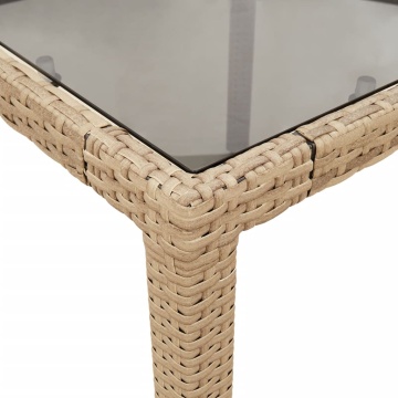 Set mobilier de grădină cu perne 3 piese bej poliratan & sticlă - Img 5