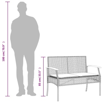 Set mobilier de grădină cu perne, 3 piese, bej, poliratan - Img 5