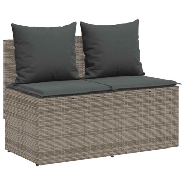 Set mobilier de grădină cu perne, 3 piese, gri, poliratan - Img 4