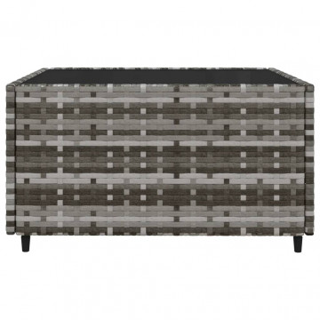 Set mobilier de grădină cu perne, 3 piese, gri, poliratan - Img 7