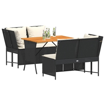 Set mobilier de grădină cu perne, 3 piese, negru, poliratan - Img 4