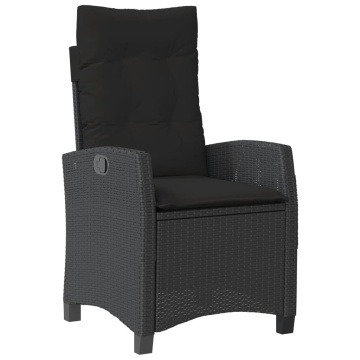 Set mobilier de grădină cu perne, 3 piese, negru, poliratan - Img 3