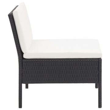 Set mobilier de grădină cu perne, 3 piese, negru, poliratan - Img 11