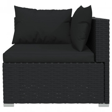 Set mobilier de grădină cu perne, 3 piese, negru, poliratan - Img 4