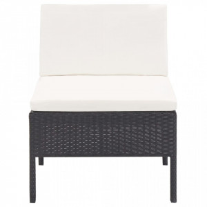Set mobilier de grădină cu perne, 3 piese, negru, poliratan - Img 4