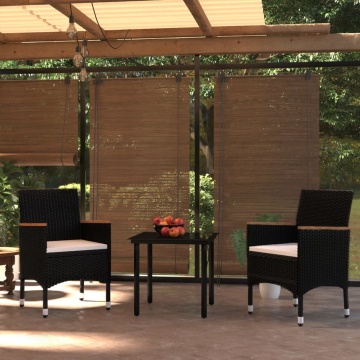 Set mobilier de grădină cu perne, 3 piese, negru - Img 1