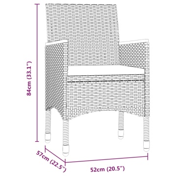 Set mobilier de grădină cu perne, 3 piese, negru - Img 7