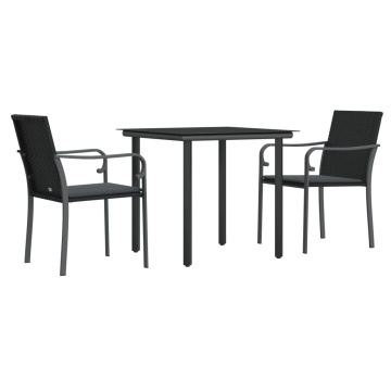 Set mobilier de grădină cu perne, 3 piese, poliratan și oțel - Img 3