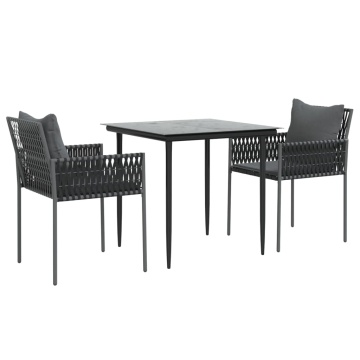 Set mobilier de grădină cu perne, 3 piese, poliratan și oțel - Img 3