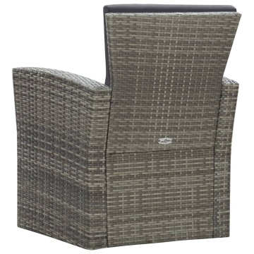 Set mobilier de grădină cu perne, 4 piese, gri, poliratan - Img 10