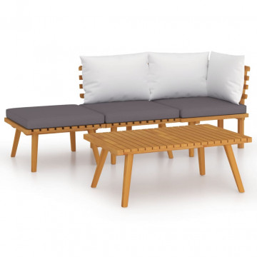 Set mobilier de grădină cu perne, 4 piese, lemn masiv acacia - Img 2