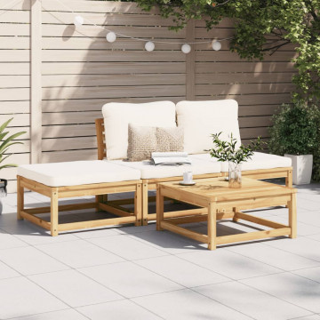 Set mobilier de grădină cu perne, 4 piese, lemn masiv de acacia - Img 3