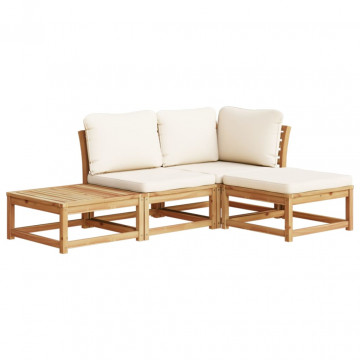 Set mobilier de grădină cu perne, 4 piese, lemn masiv de acacia - Img 2