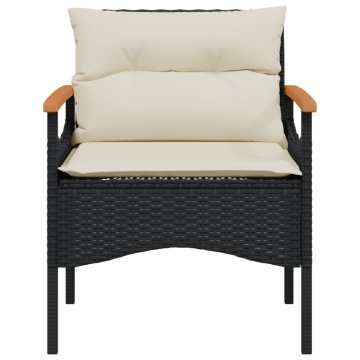 Set mobilier de grădină cu perne, 4 piese, negru, poliratan - Img 5