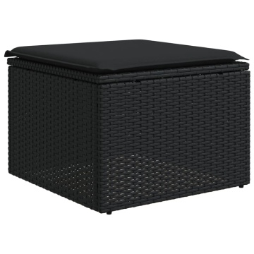 Set mobilier de grădină cu perne, 4 piese, negru, poliratan - Img 4