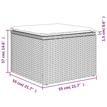 Set mobilier de grădină cu perne, 4 piese, negru, poliratan - Img 7