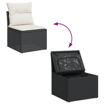Set mobilier de grădină cu perne, 4 piese, negru, poliratan - Img 5