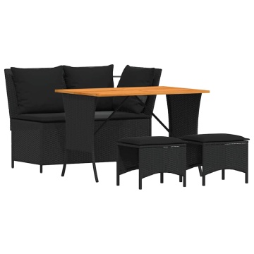 Set mobilier de grădină cu perne, 4 piese, negru, poliratan - Img 2