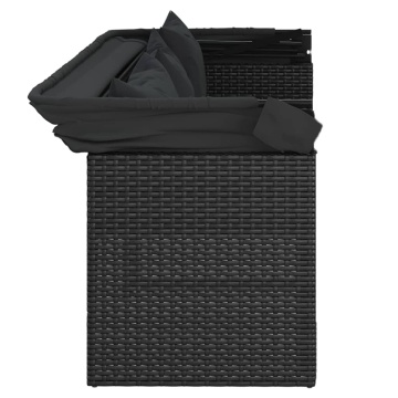 Set mobilier de grădină cu perne, 4 piese, negru, poliratan - Img 6
