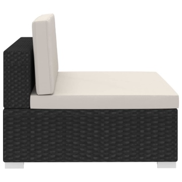 Set mobilier de grădină cu perne, 4 piese, negru, poliratan - Img 11