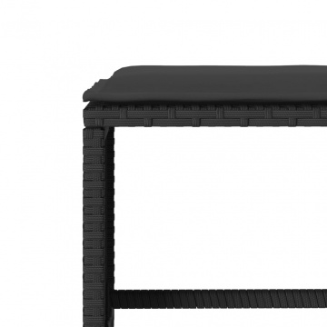 Set mobilier de grădină cu perne, 4 piese, negru, poliratan - Img 7