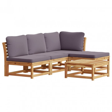 Set mobilier de grădină cu perne, 5 buc., lemn masiv acacia - Img 2