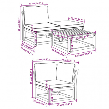 Set mobilier de grădină cu perne, 5 buc., lemn masiv acacia - Img 7
