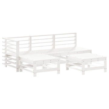 Set mobilier de grădină cu perne, 5 piese, alb, lemn masiv - Img 3