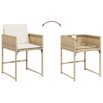 Set mobilier de grădină cu perne, 5 piese, bej, poliratan - Img 7