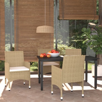 Set mobilier de grădină cu perne, 5 piese, bej, poliratan - Img 1