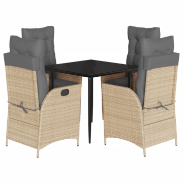Set mobilier de grădină cu perne, 5 piese, bej, poliratan - Img 2