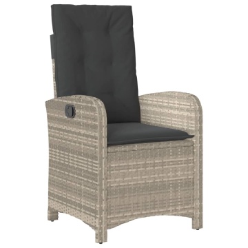 Set mobilier de grădină cu perne, 5 piese gri deschis poliratan - Img 4