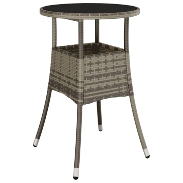 Set mobilier de grădină cu perne 5 piese gri poliratan & sticlă - Img 4