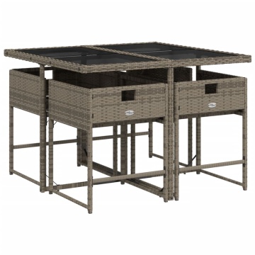 Set mobilier de grădină cu perne, 5 piese, gri, poliratan - Img 4