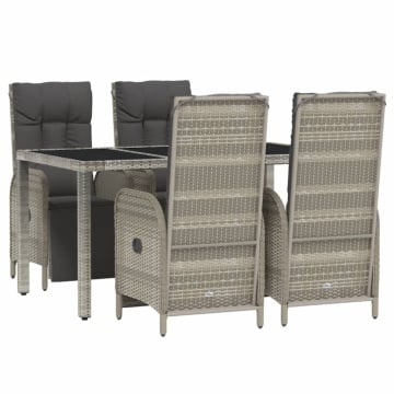 Set mobilier de grădină cu perne, 5 piese, gri, poliratan - Img 3