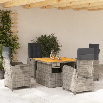 Set mobilier de grădină cu perne, 5 piese, gri, poliratan - Img 1