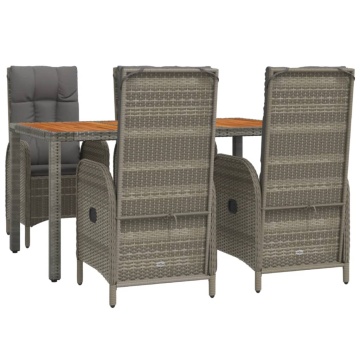 Set mobilier de grădină cu perne, 5 piese, gri, poliratan - Img 3