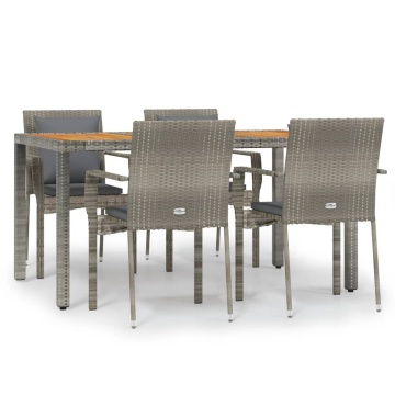 Set mobilier de grădină cu perne, 5 piese, gri, poliratan - Img 2