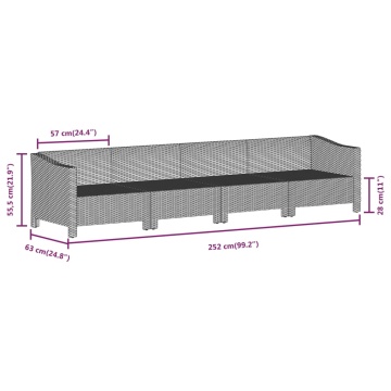 Set mobilier de grădină cu perne, 5 piese, gri, poliratan - Img 7