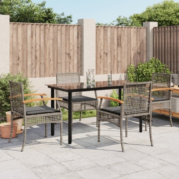 Set mobilier de grădină cu perne, 5 piese, gri, poliratan - Img 1