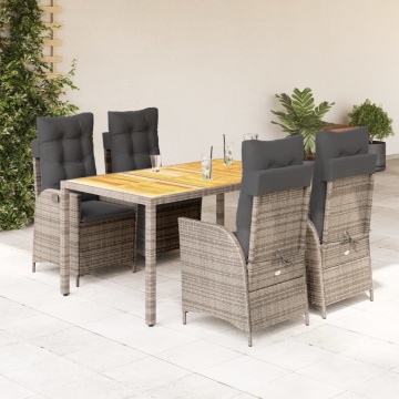 Set mobilier de grădină cu perne, 5 piese, gri, poliratan - Img 1